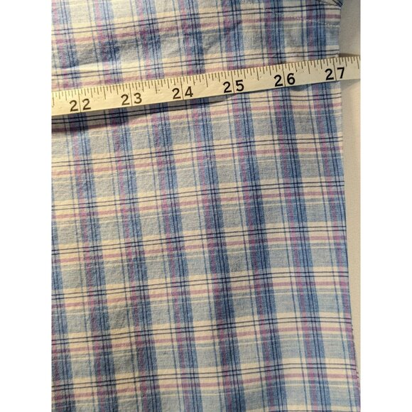 David Donahue Long Sleeve Blue/Pink Check Button Up Mens Dress Shirt 18 34/35 - Picture 3 of 8